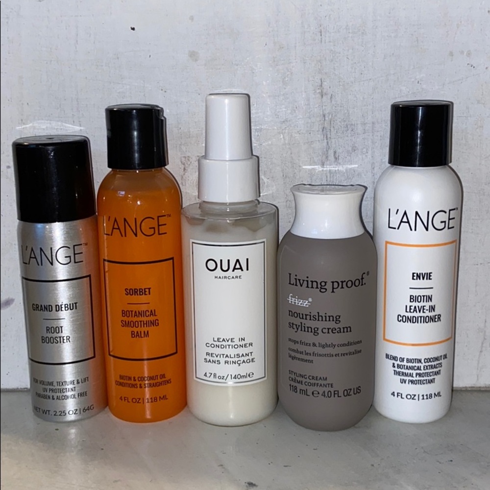 5 hair care/styling products.
